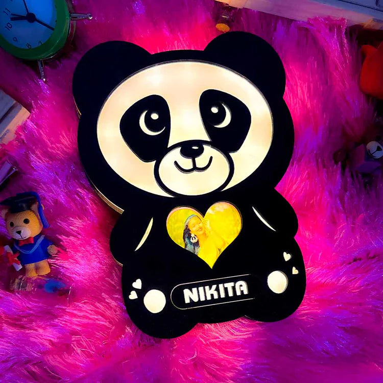 Glowing Panda Lamp with Photo & Name