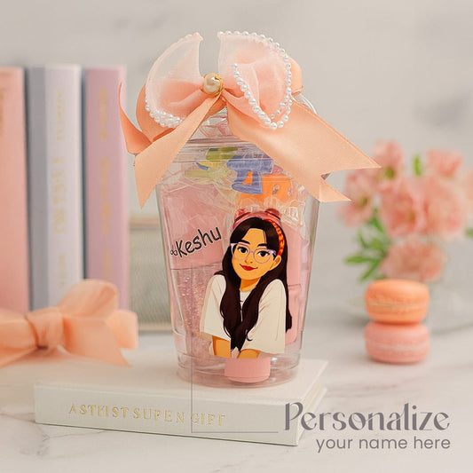 Kawaii Personalized Makeup & Accessory Cup - Peach