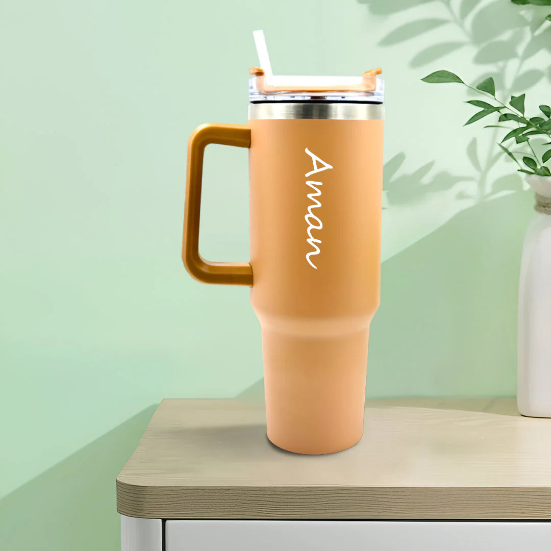 Personalized Stainless Steel Tumbler With Straw