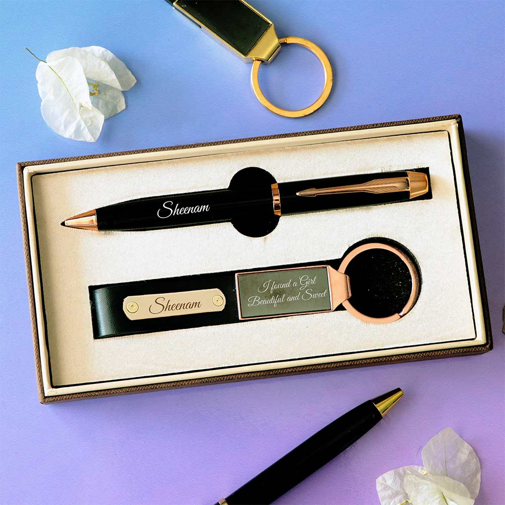 Customized Pen And Keychain Gift Set