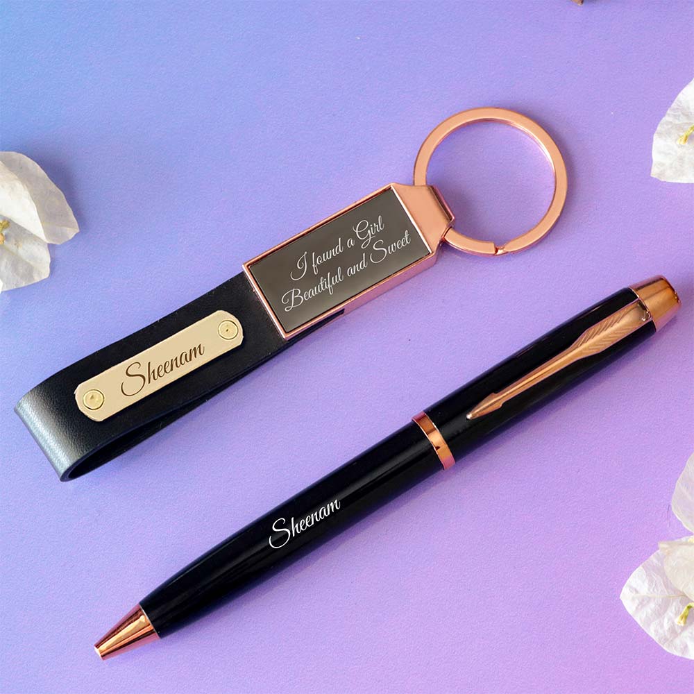 Customized Pen And Keychain Gift Set