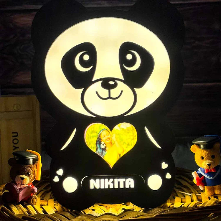 Glowing Panda Lamp with Photo & Name