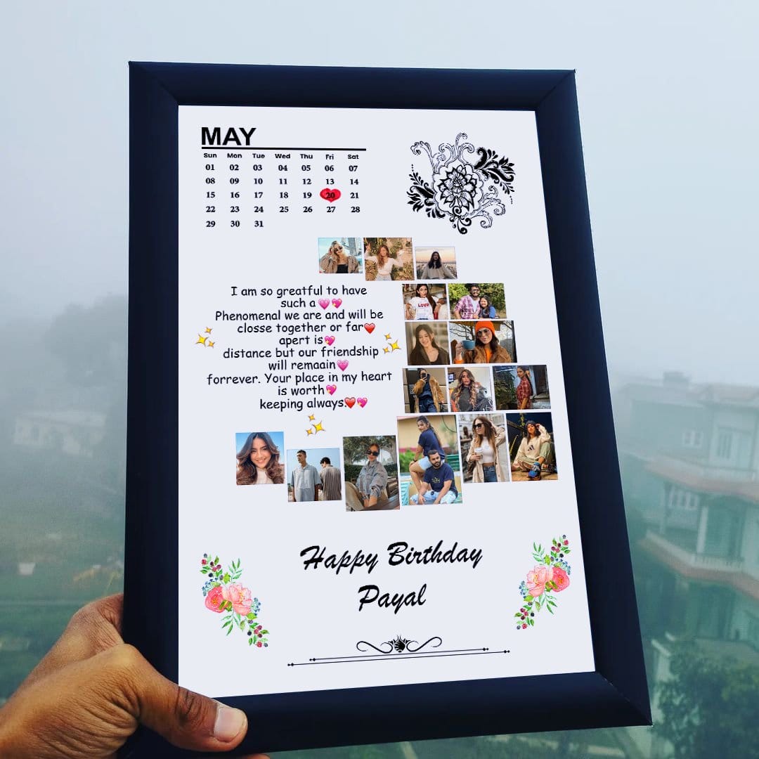 Personalized Moon Shape Black Photo Frame