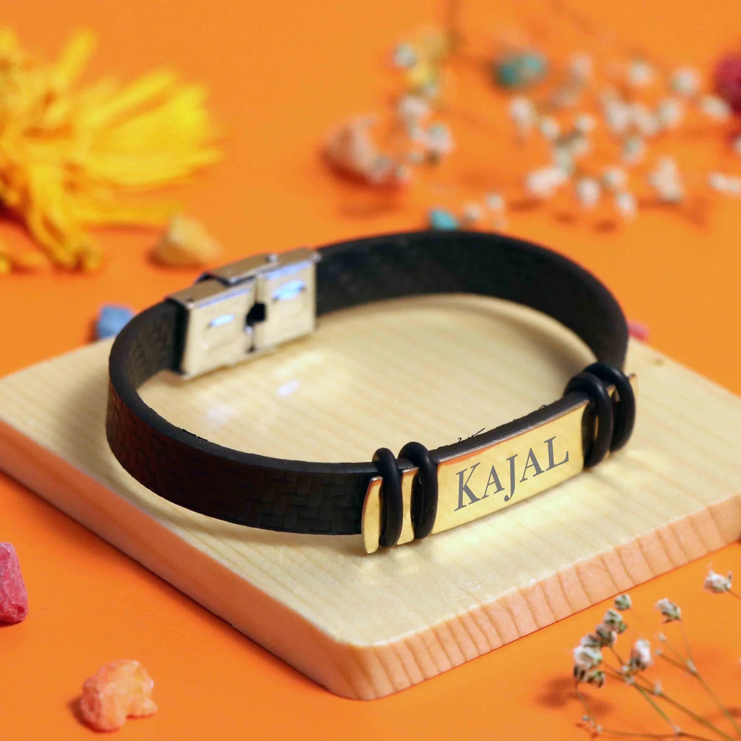 Leather Bracelet-Silver And Golden