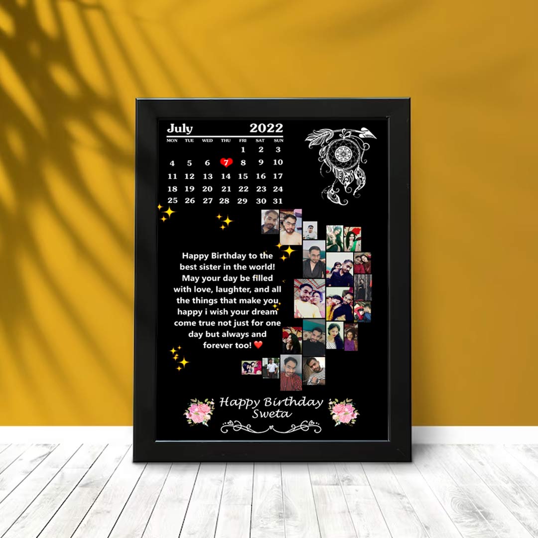 Personalized Moon Shape Black Photo Frame