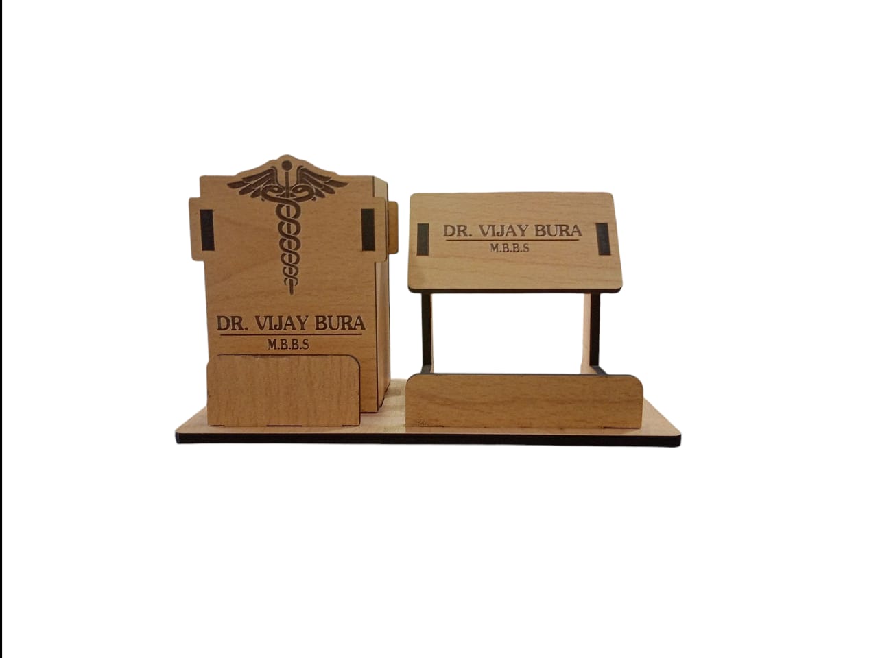 Brown MDF Phone Card and Pen Holder