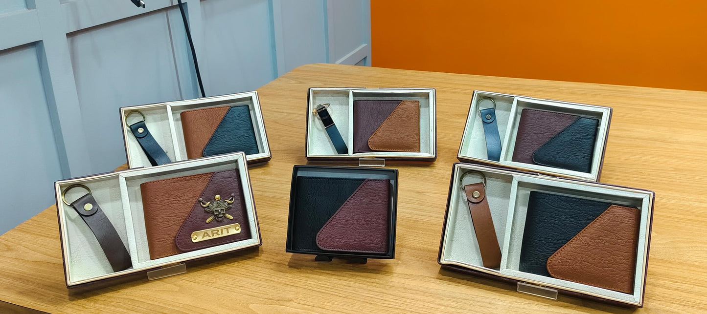 New Design Leather Wallet +Leather Keychain