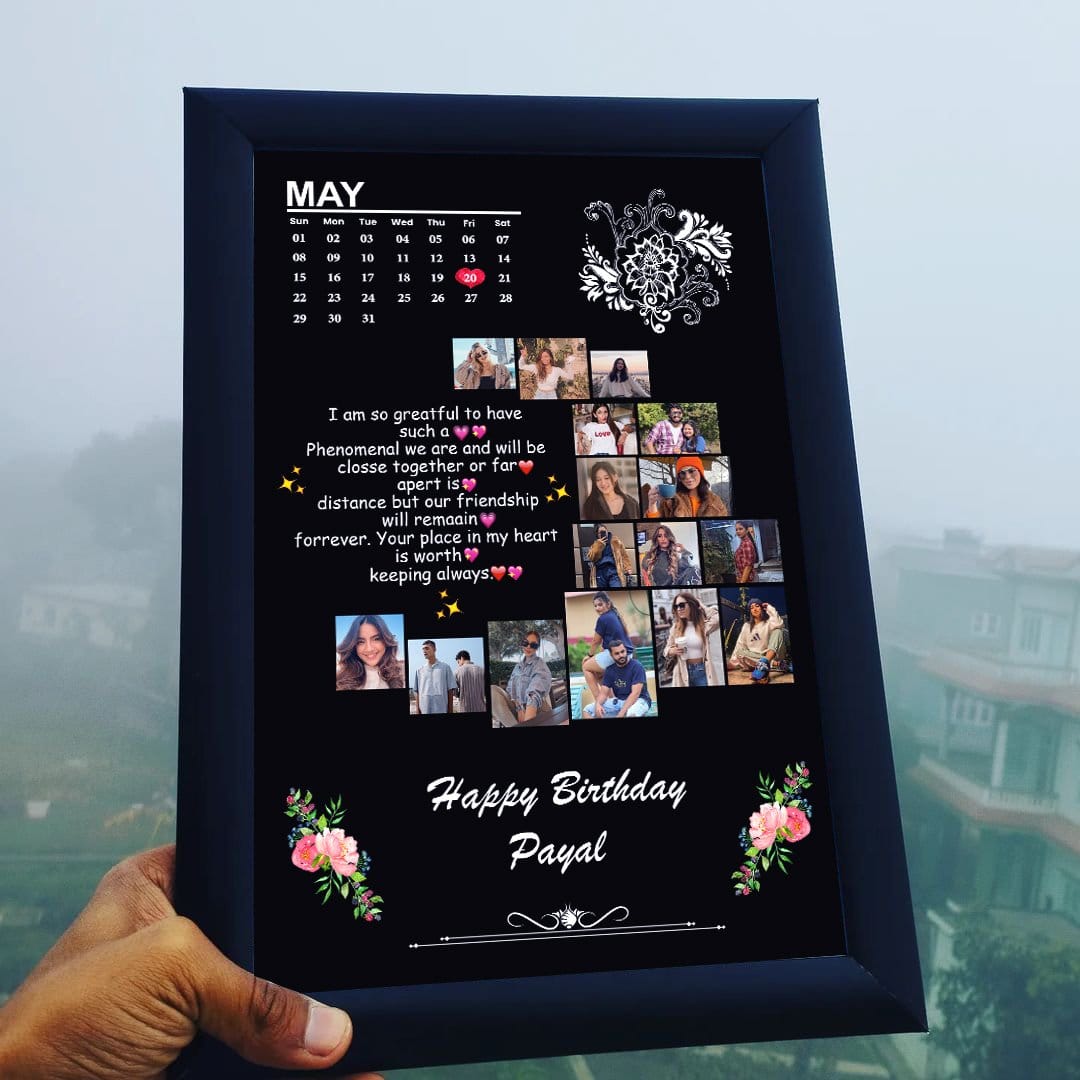 Personalized Moon Shape Black Photo Frame