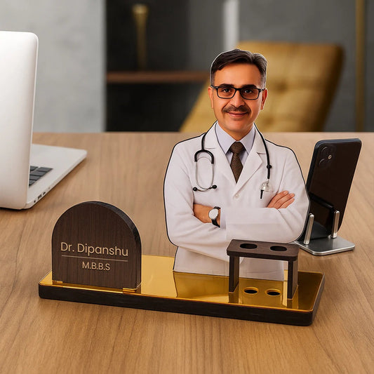 Personalized Doctor Table Nameplate with Custom Photo & Name.