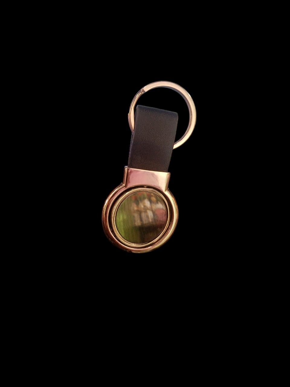 Metal Silver Rotating Keychain with Strap