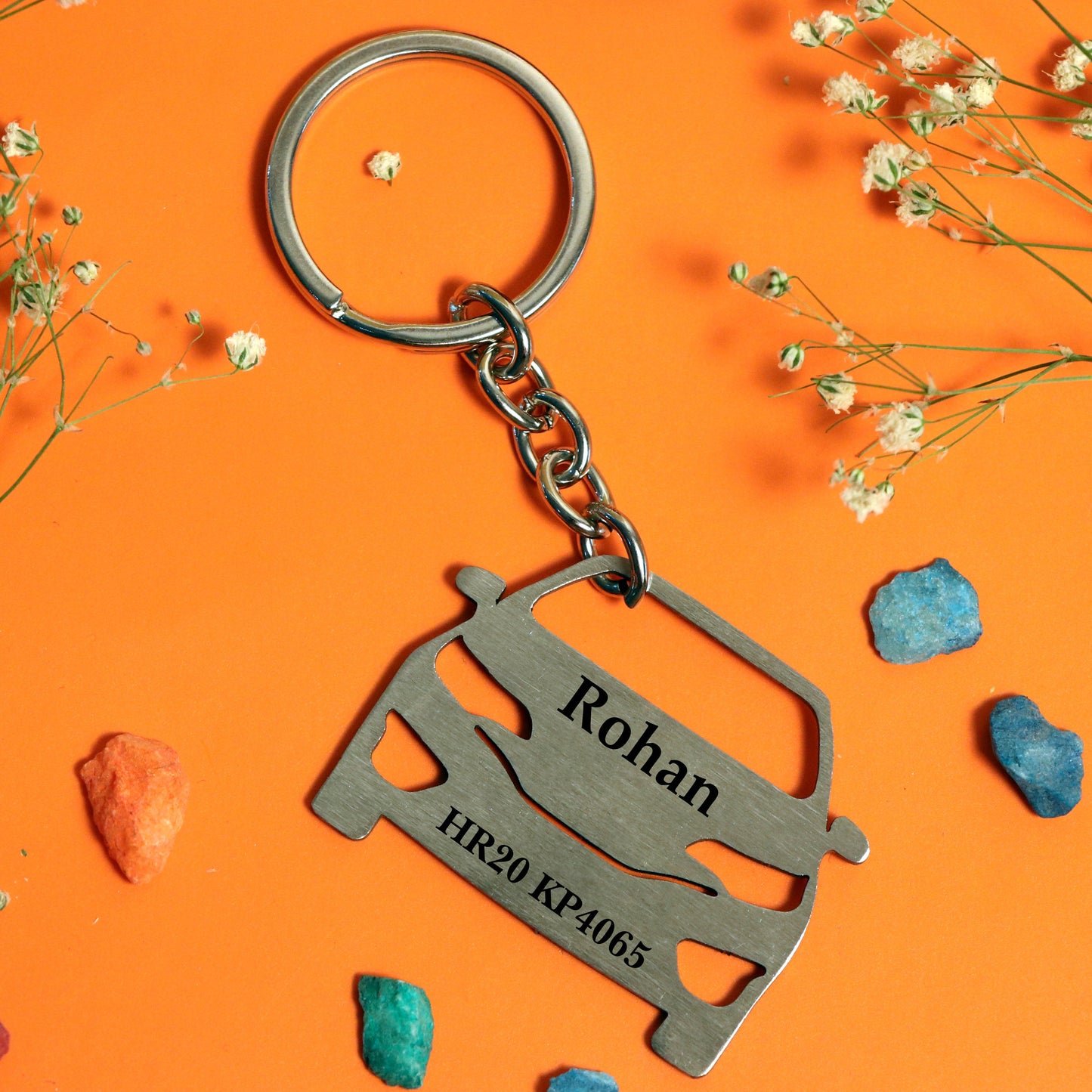 Steel Car keychain with name