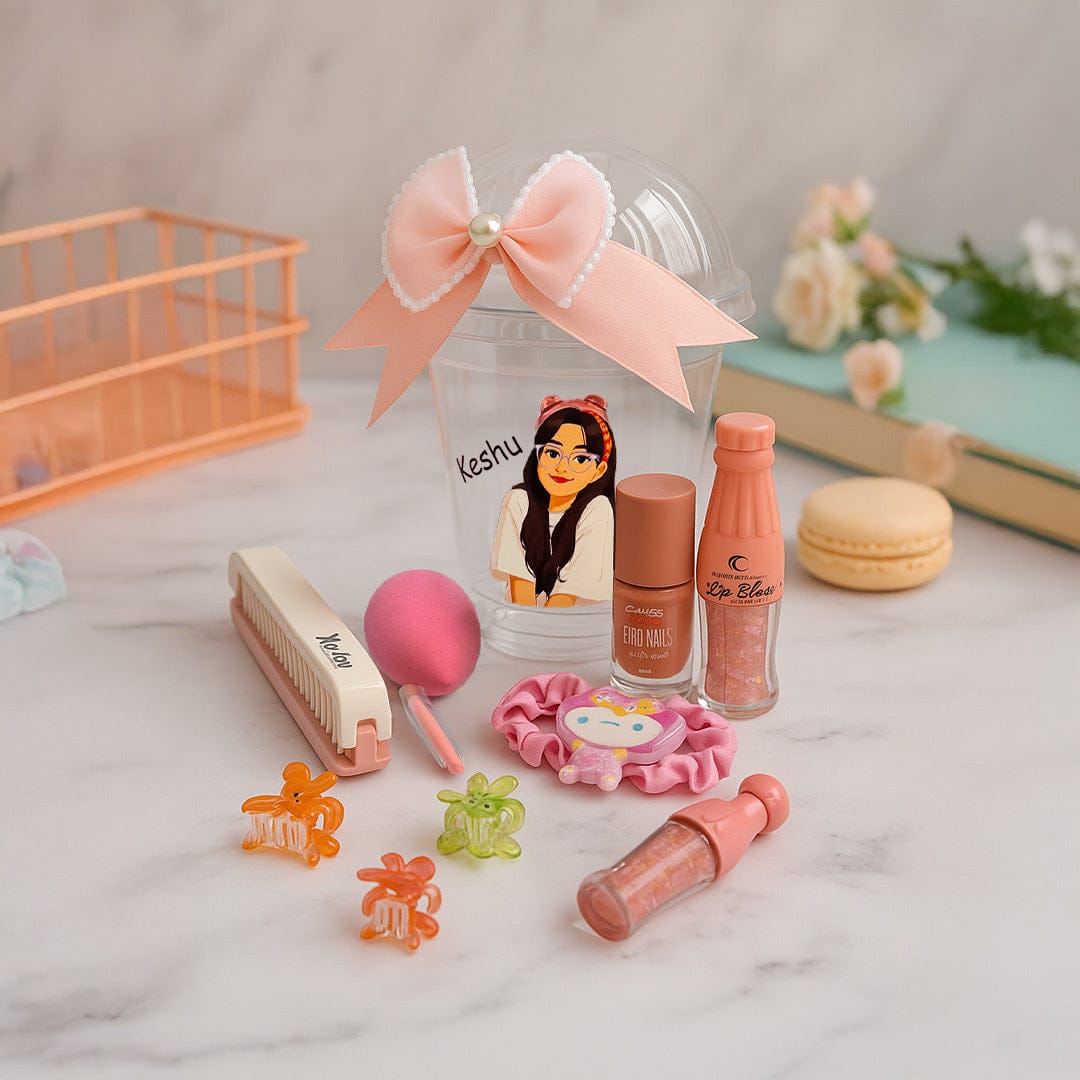 Kawaii Personalized Makeup & Accessory Cup - Peach