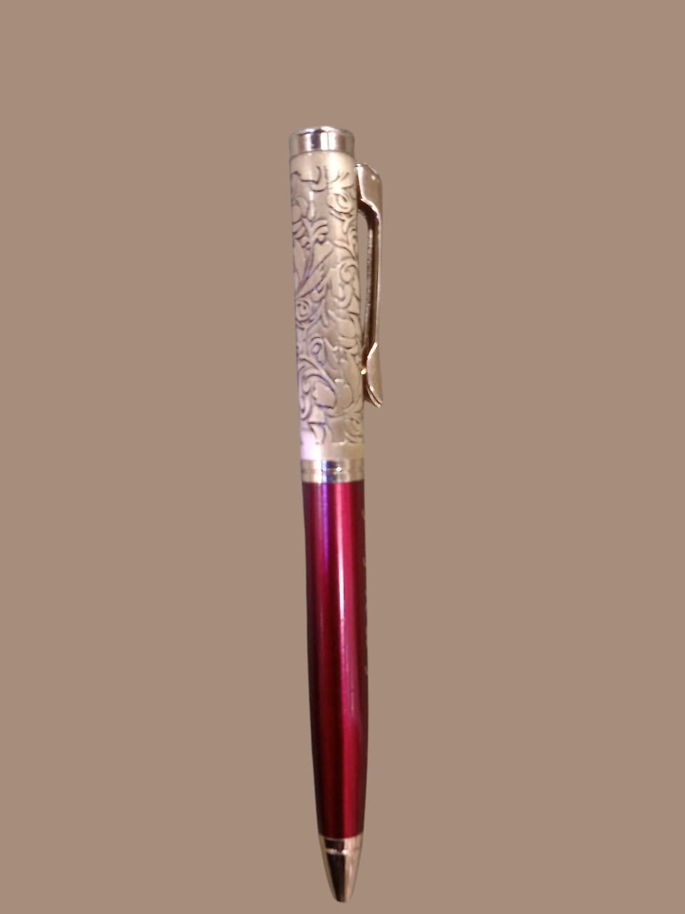 maa bhagwati steel body with engraved print pen
