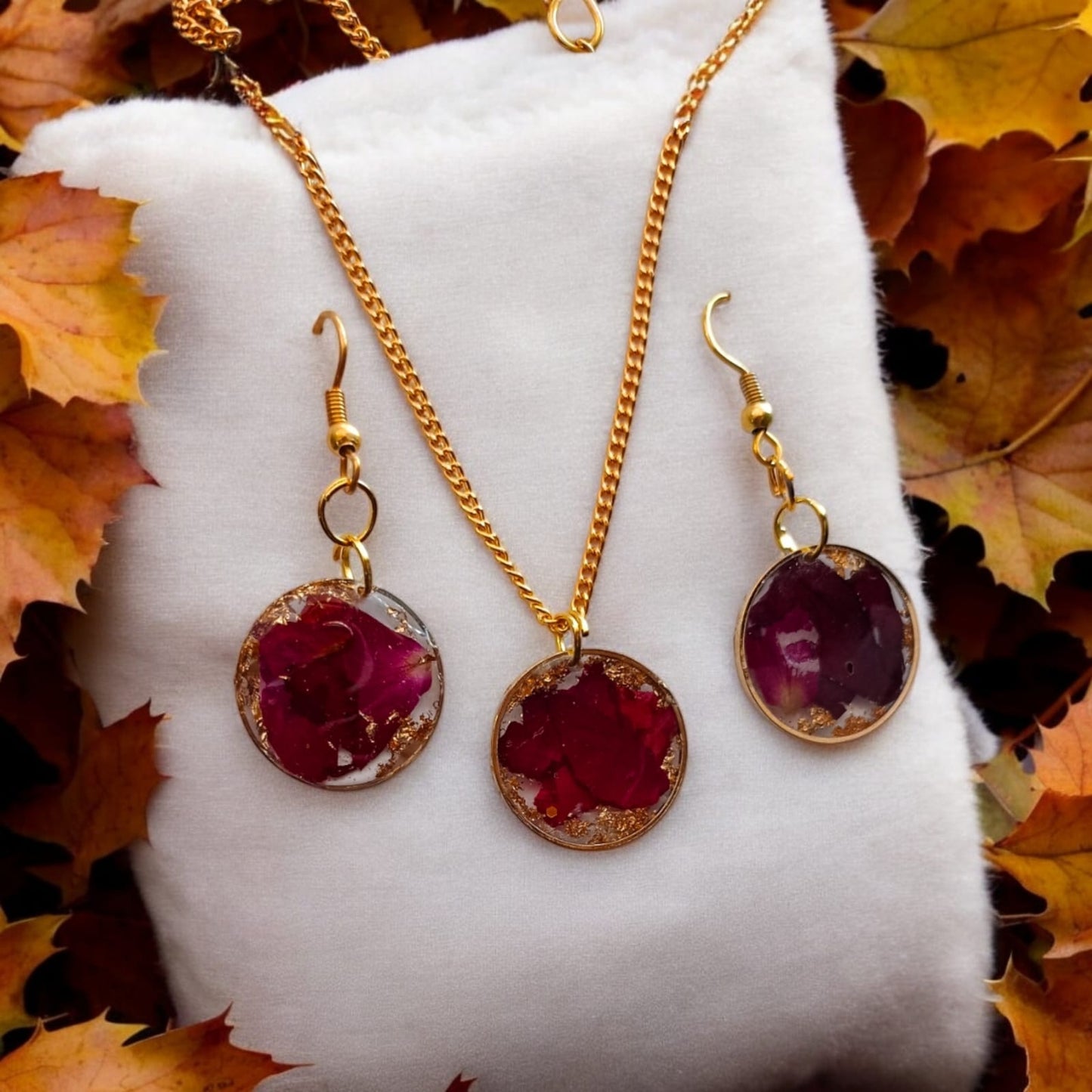 Circle pendant+earrings for real Rose