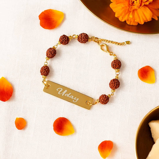 Customize metal Rudraksh rakhi.
