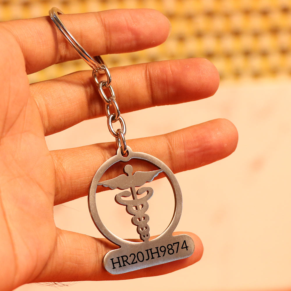 Steel Car keychain with name