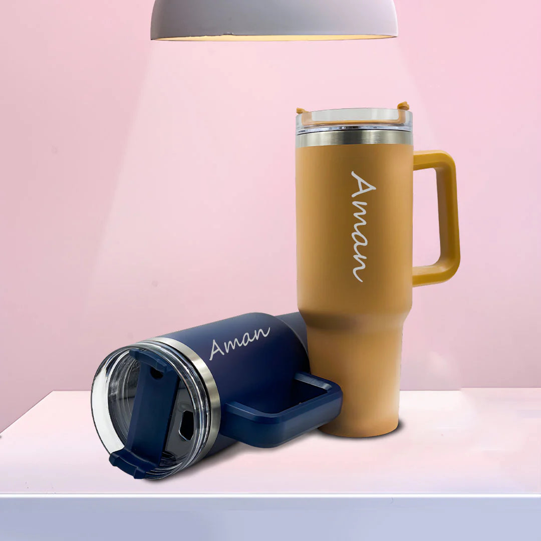 Personalized Stainless Steel Tumbler With Straw