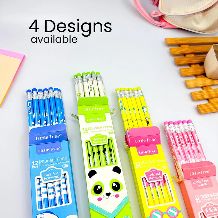 Personalized 12-Piece Pencil Set with Mini Erasers-Cute Panda Design