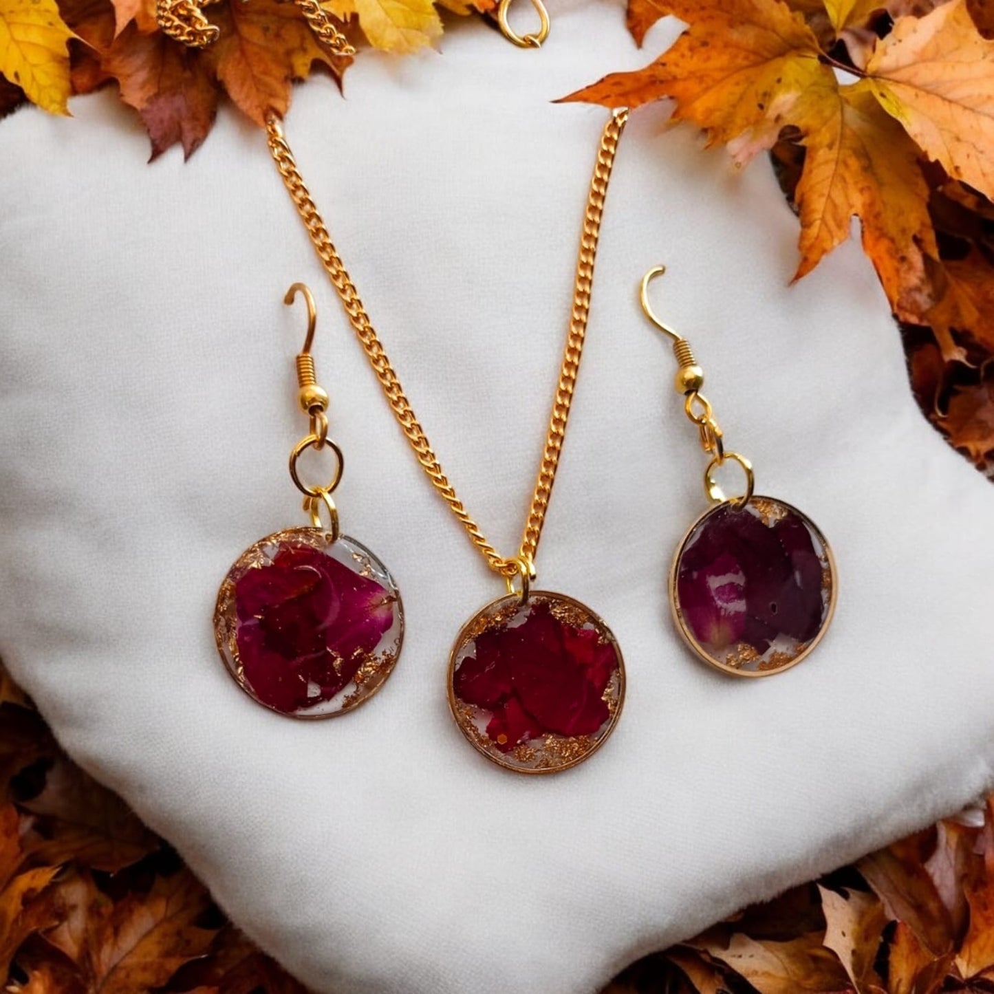 Circle pendant+earrings for real Rose