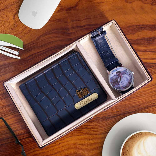 Crocodile Leather Wallet And Watch Combo Gift Set