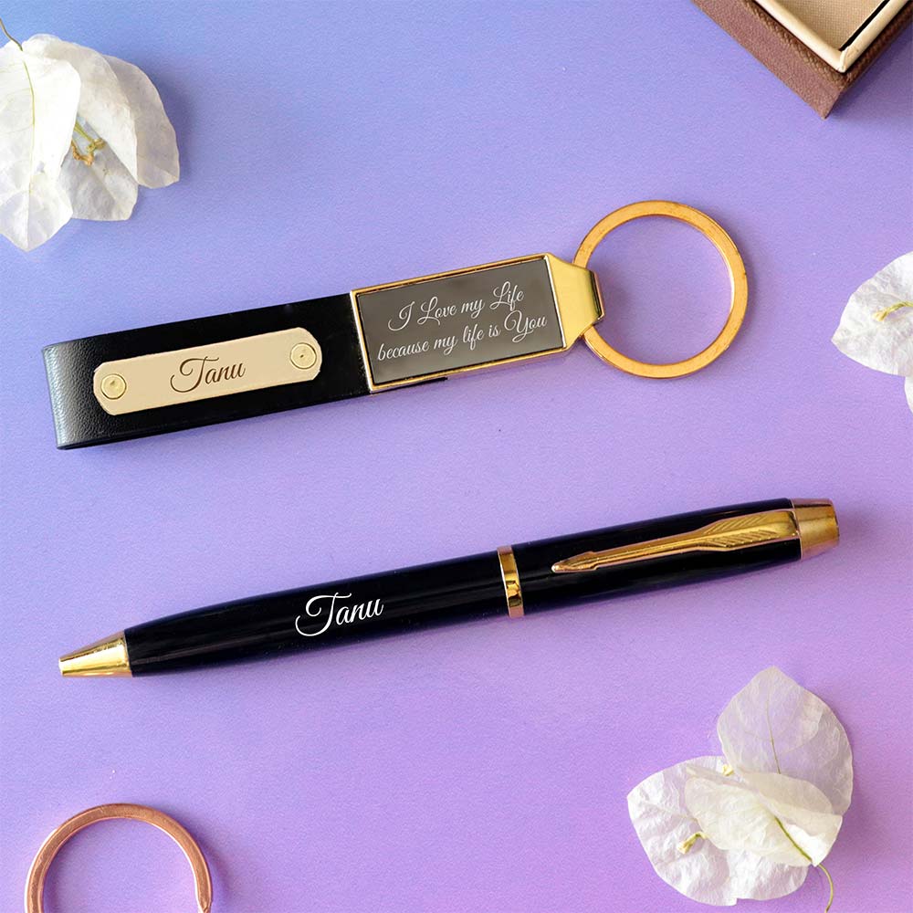 Customized Pen And Keychain Gift Set