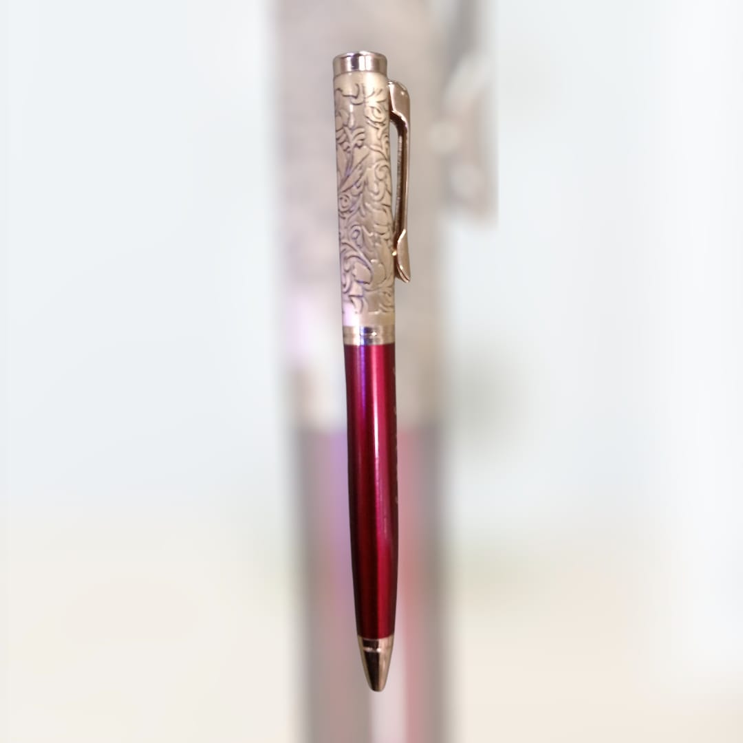 maa bhagwati steel body with engraved print pen