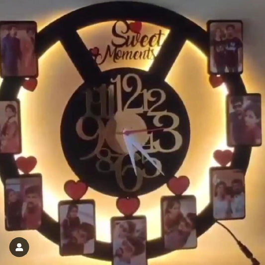 Customized Wooden Photo LED Wall Clock