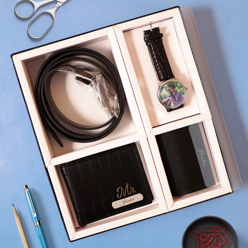 Leather Belt, Wallet, Watch And Card Holder Gift Set