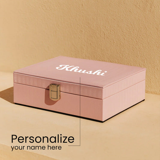 Personalized Pink Leatherette Jewellery Box