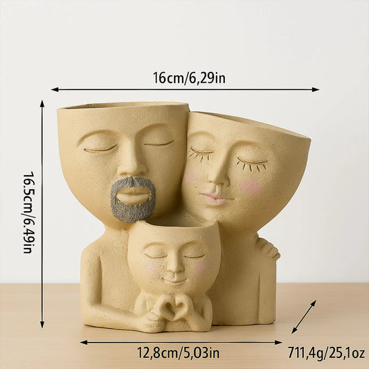 Family Hug Planter – Loving Parents & Child Design