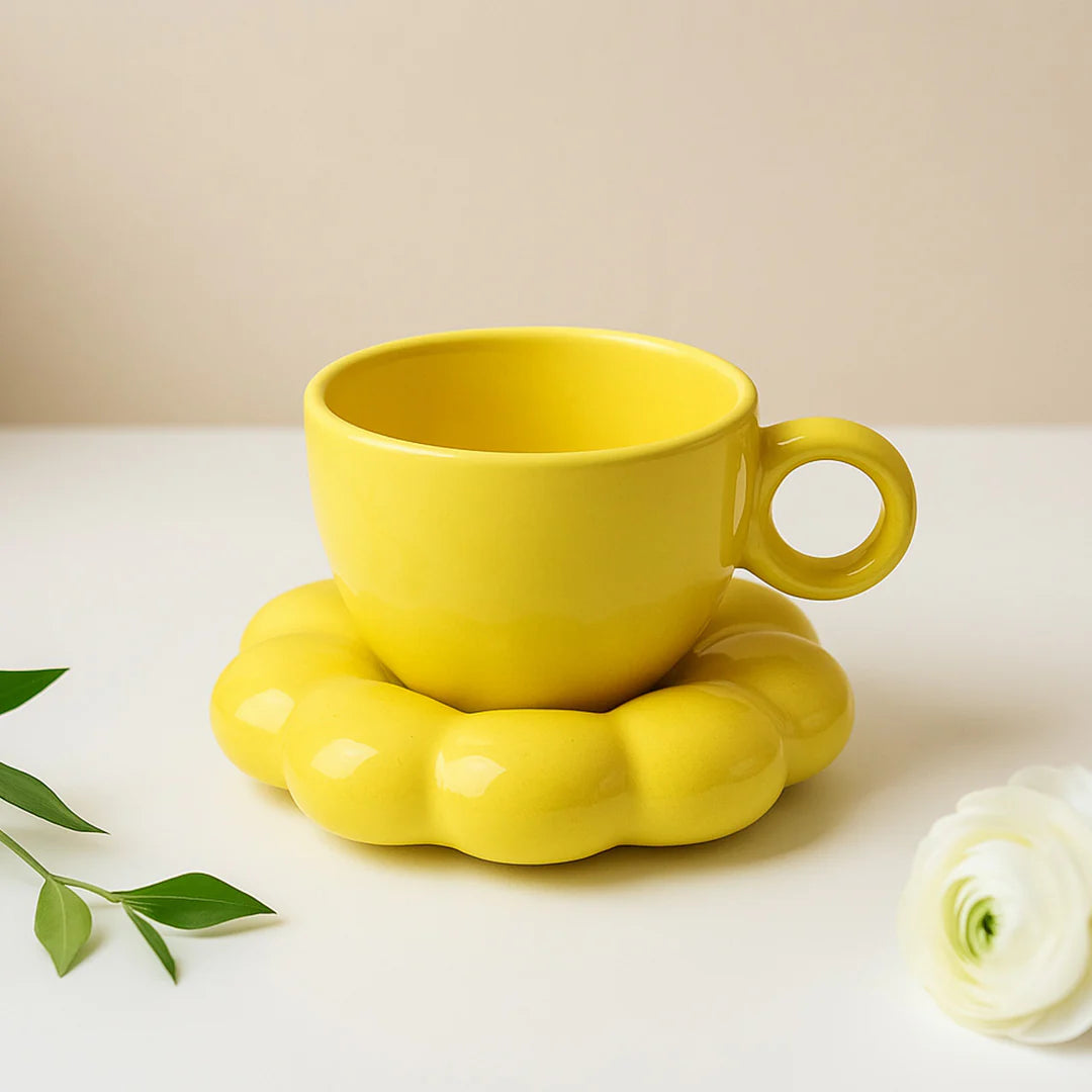 Bubble Base Ceramic Cup & Saucer Set