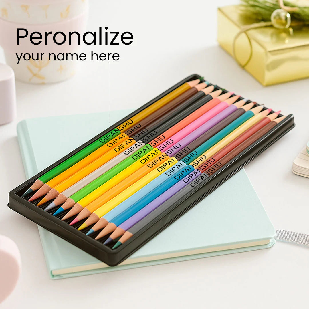 Personalized Name Printed Color Pencil Set – 24 Shades