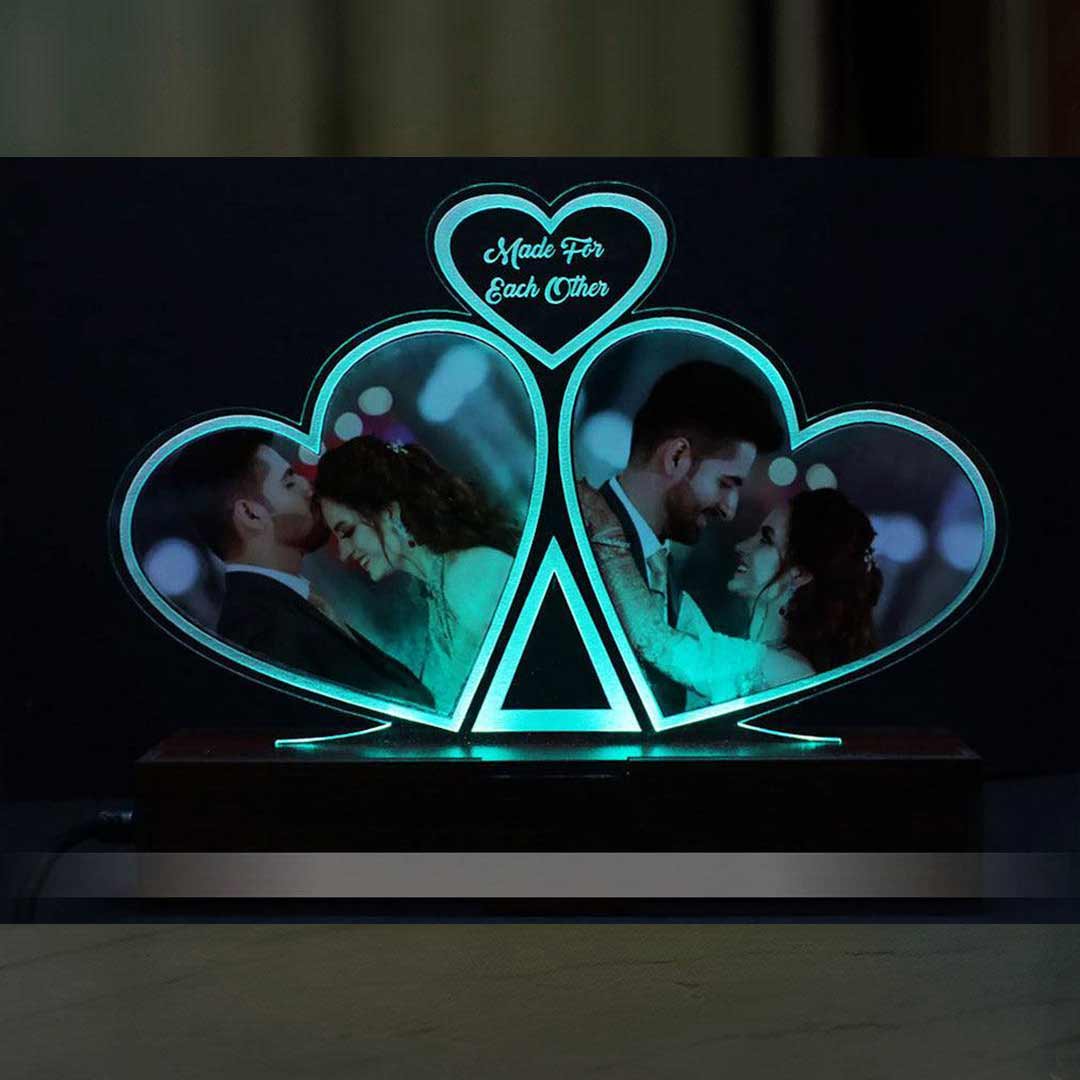 3D Acrylic Heart Multi-Led Table Lamp