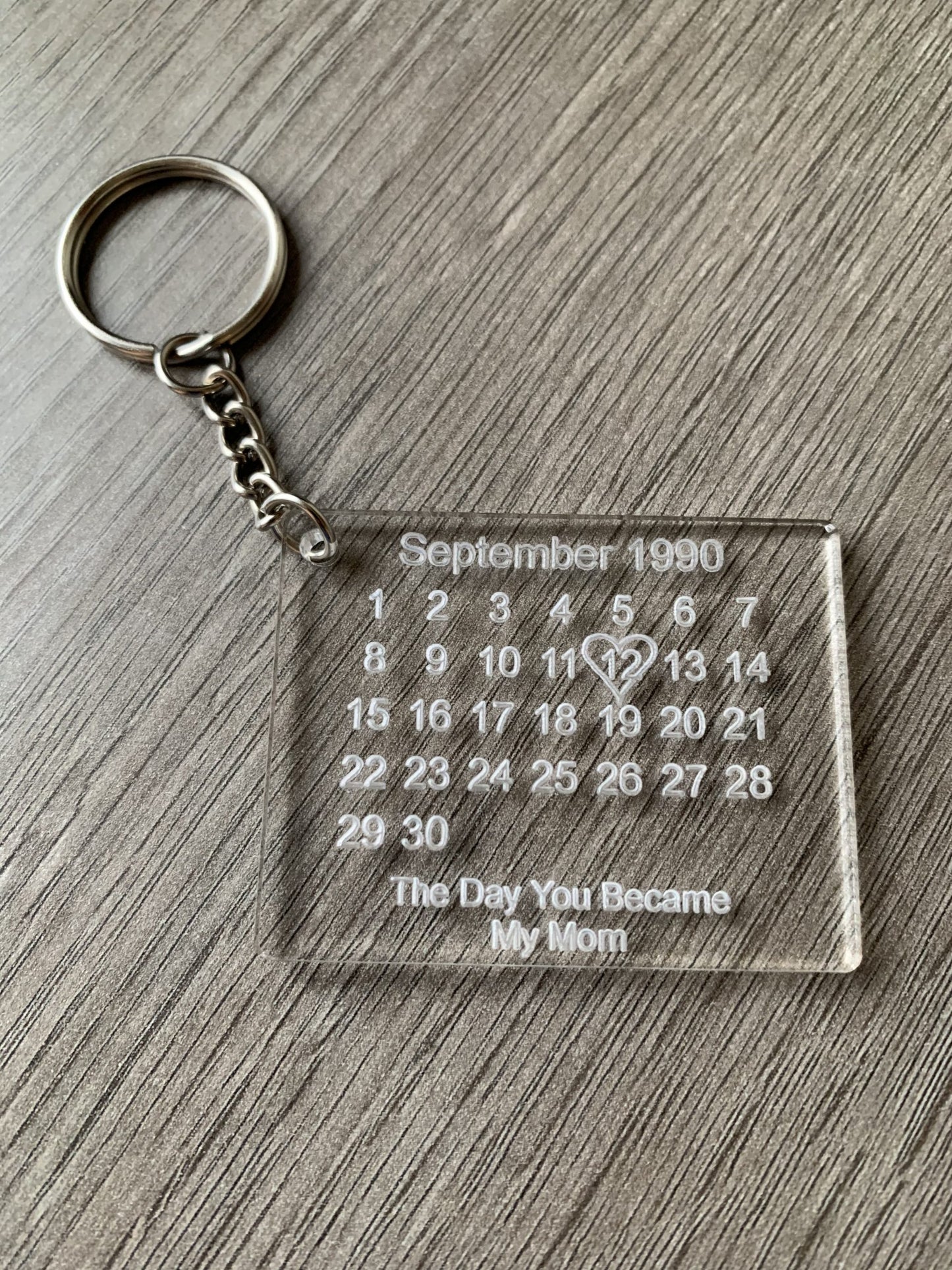 Personalised calendar square acrylic keychain