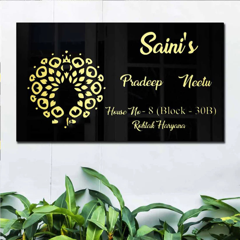 Customized Black Acrylic Home Name Plates