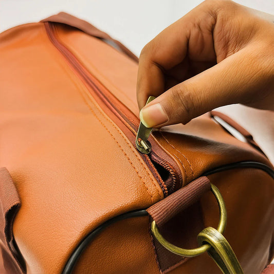 Custom Name Leather Duffel Bag