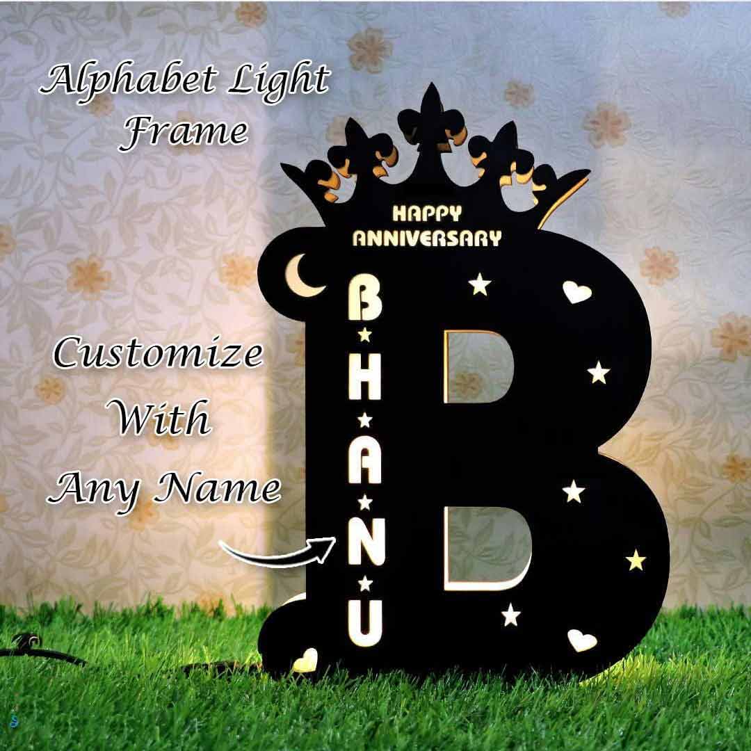 WOODEN ALPHABET B LED NAME LAMP