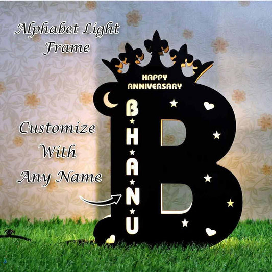 WOODEN ALPHABET B LED NAME LAMP