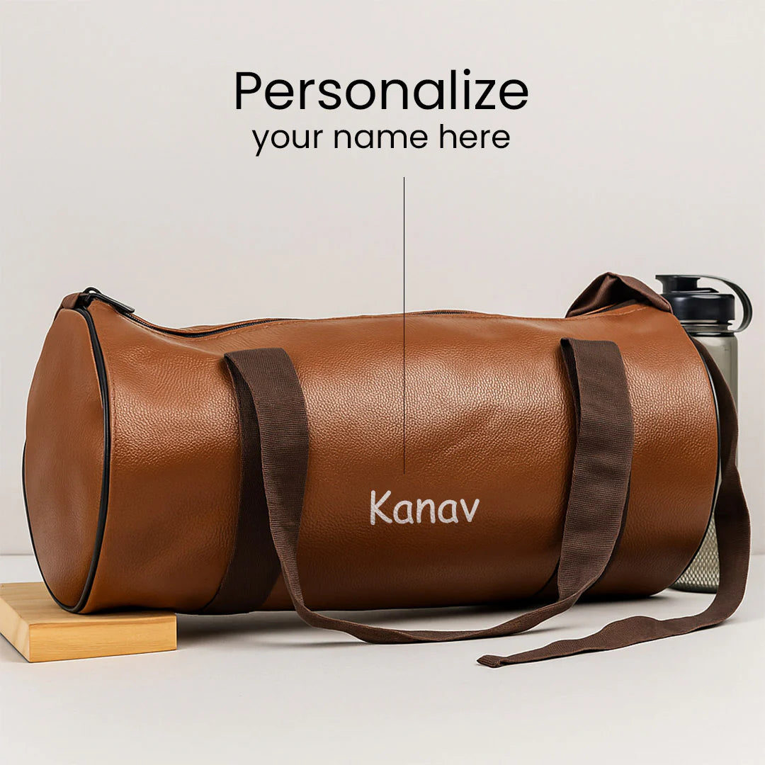 Custom Name Leather Duffel Bag
