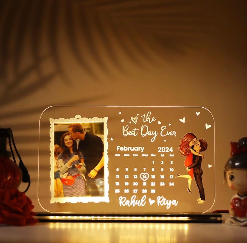 Personalized Acrylic LED Lamp Calendar Photo