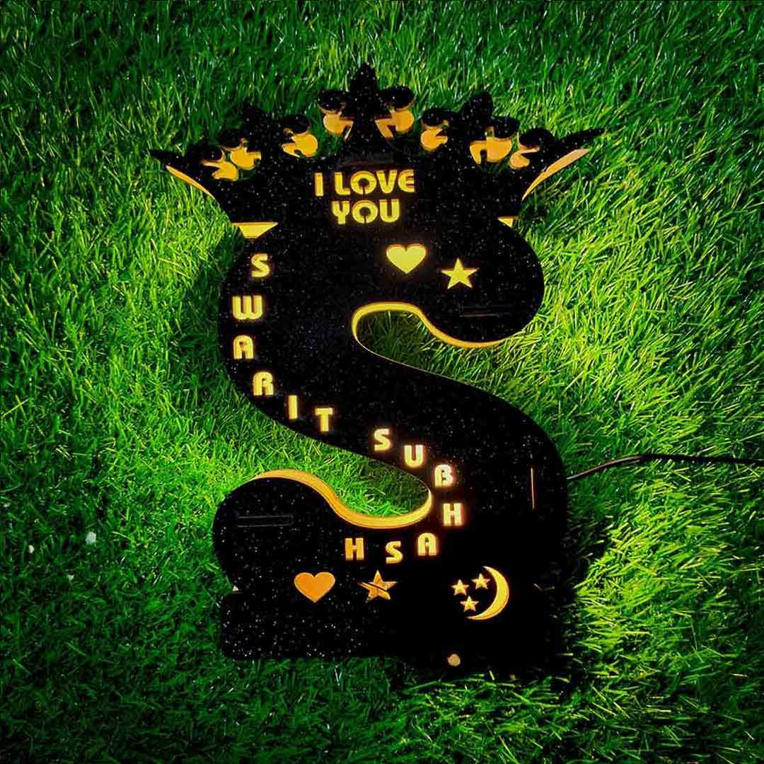 WOODEN ALPHABET B LED NAME LAMP