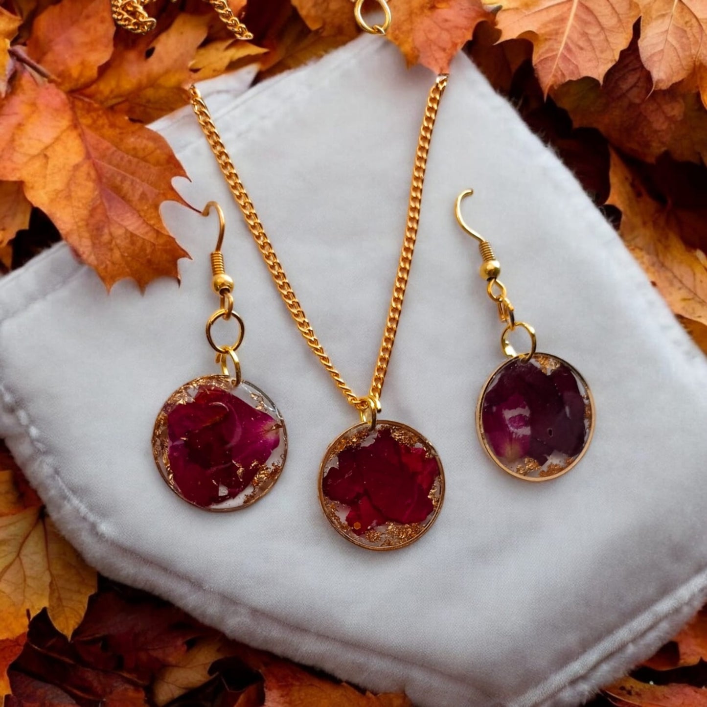 Circle pendant+earrings for real Rose