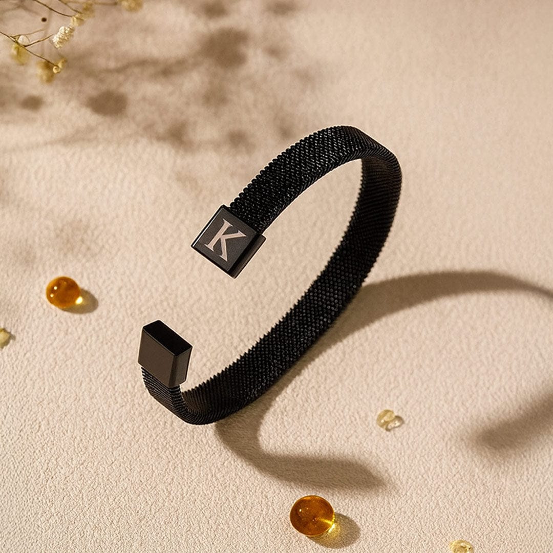 Personalized Black Initial Bracelet for Men.