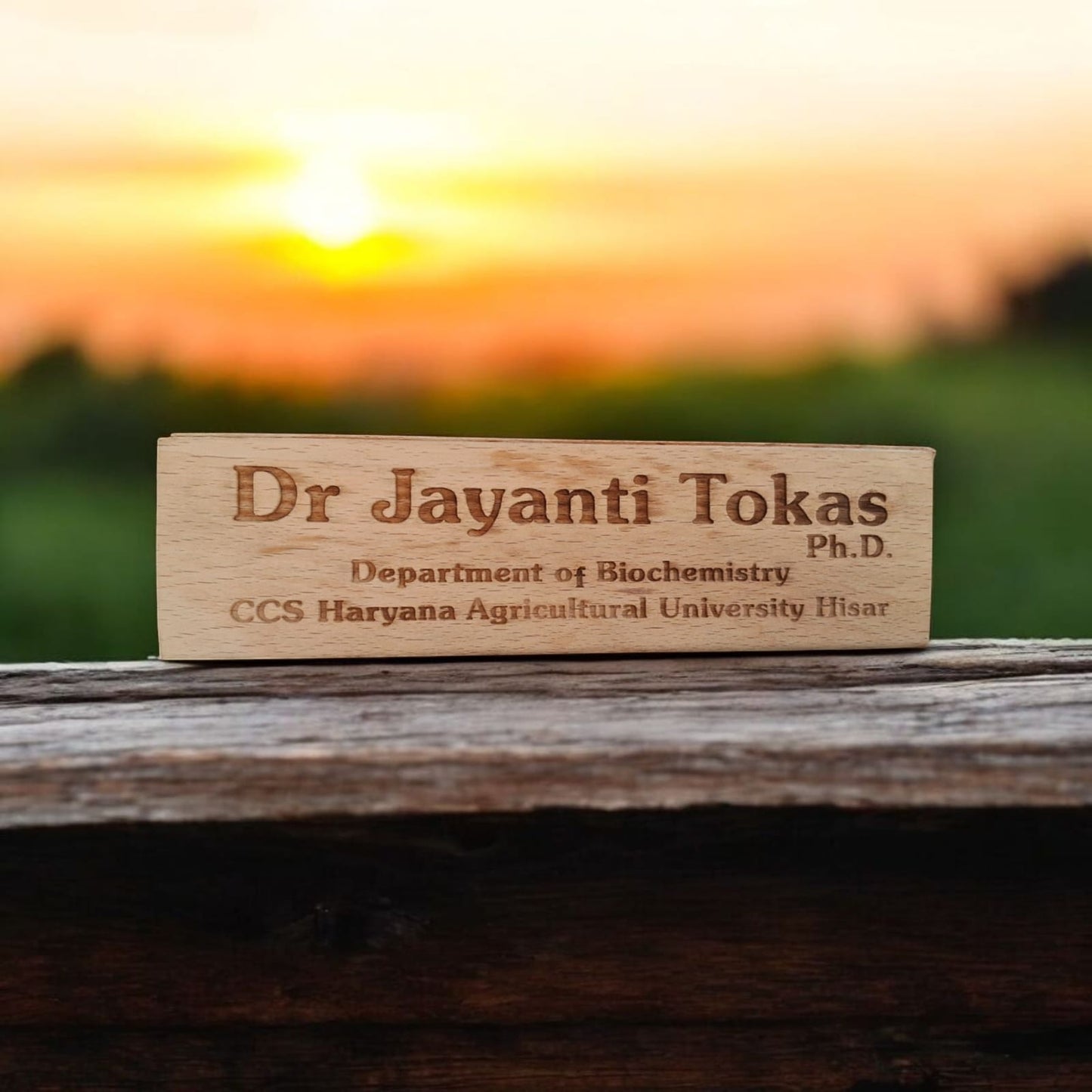 Customize Wooden desk name plate