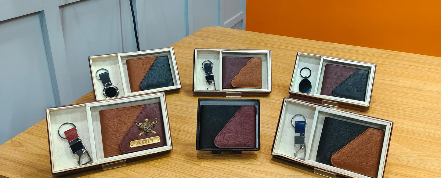 New Design Leather Wallet +Leather Keychain