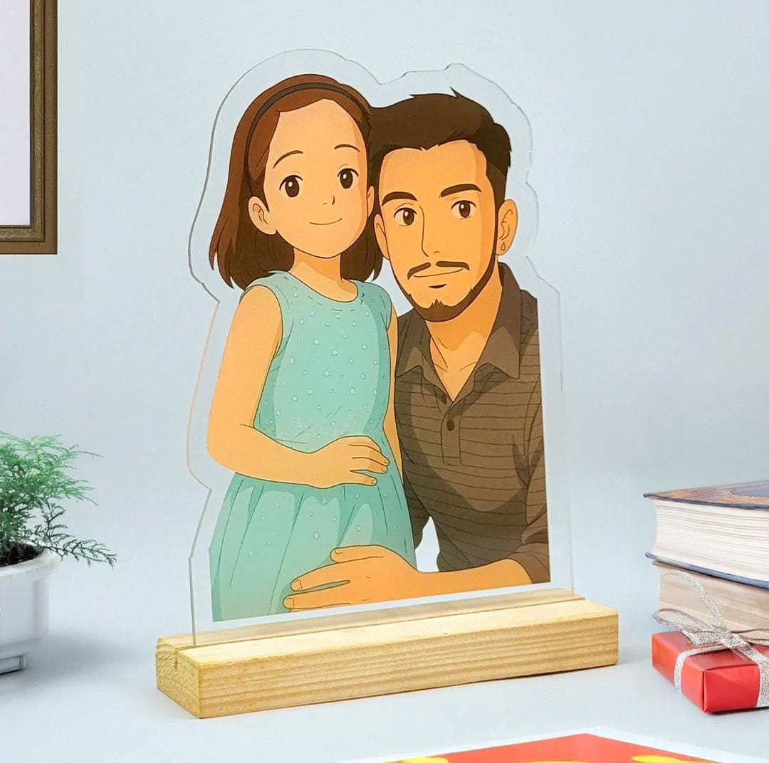 Custom Ghibli-Inspired Acrylic Table Stand – Personalized Anime Art Gift 6 Inch