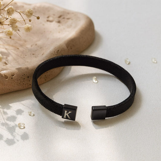 Personalized Black Initial Bracelet for Men.