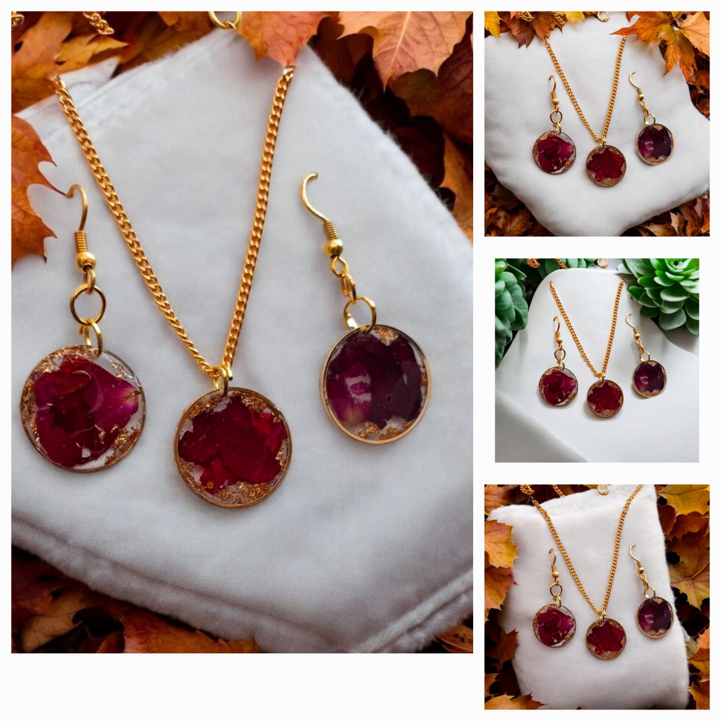 Circle pendant+earrings for real Rose