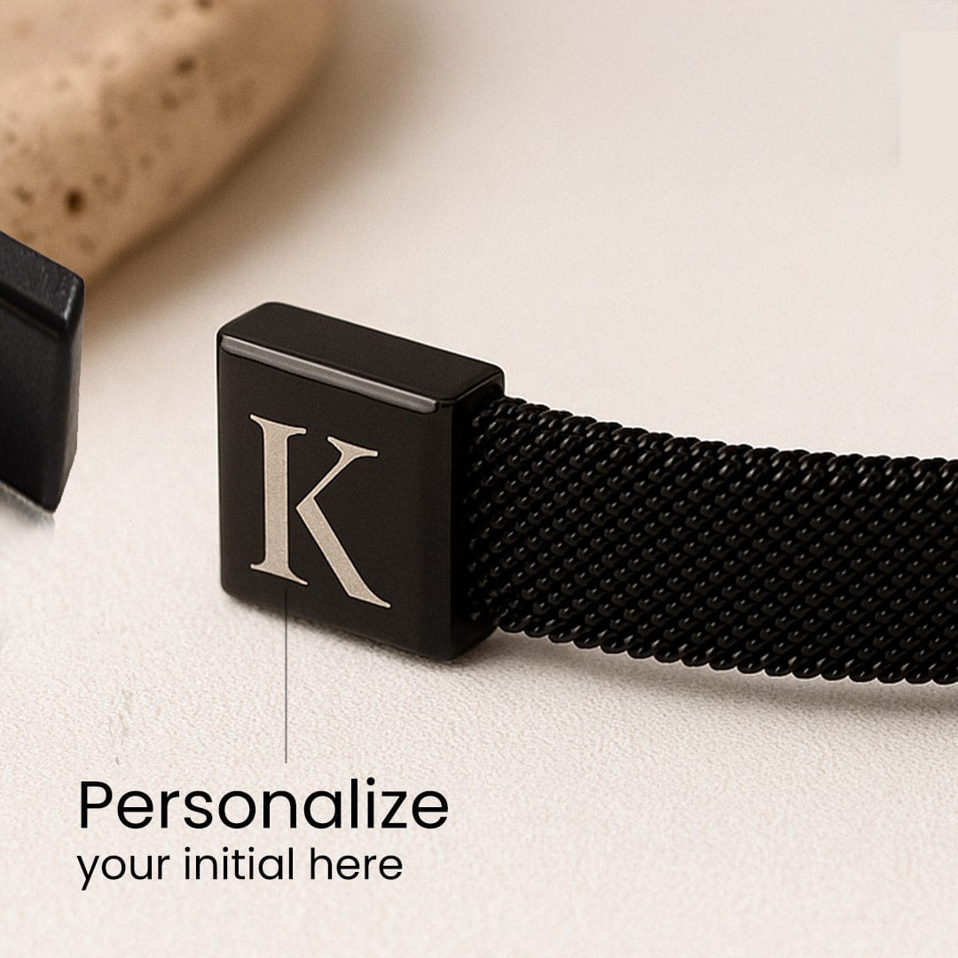 Personalized Black Initial Bracelet for Men.