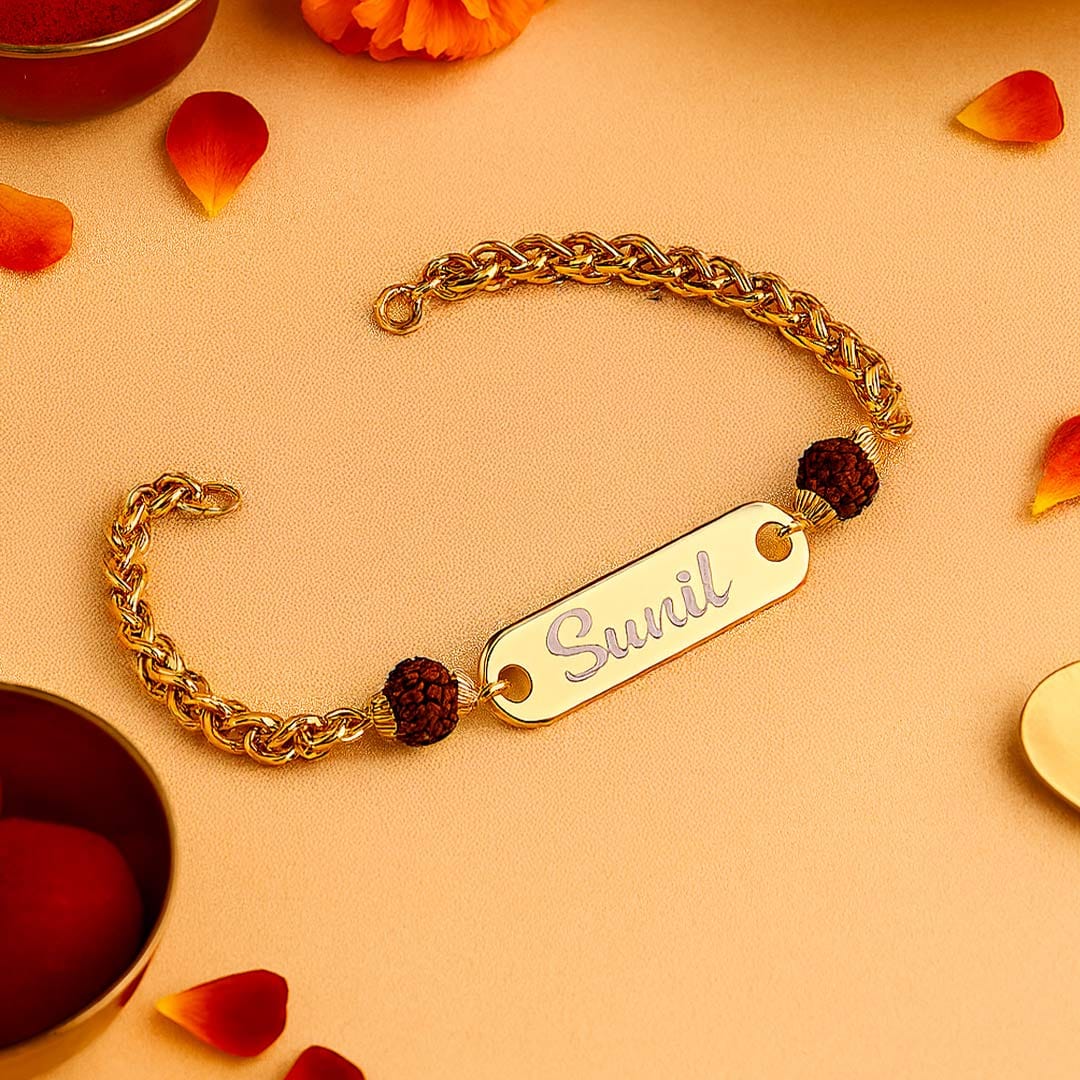 Customize chain + rudraksh rakhi.